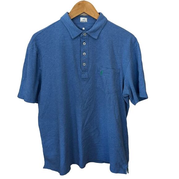 Johnnie-O Men's Polo Shirt Hanging Out Surf Large Blue Chest Pocket Logo Collar - Picture 1 of 7